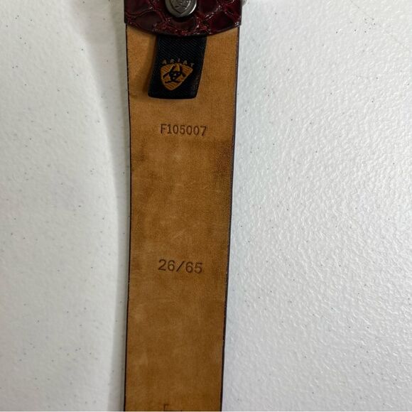 Ariat Burgundy Leather Purple Rhinestone Silver Buckle Handcrafted Belt Women 26 main image 13